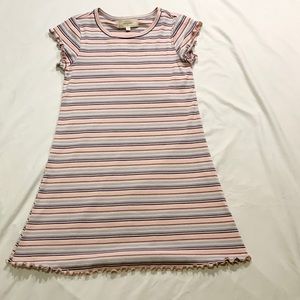 Blue and pink striped dress